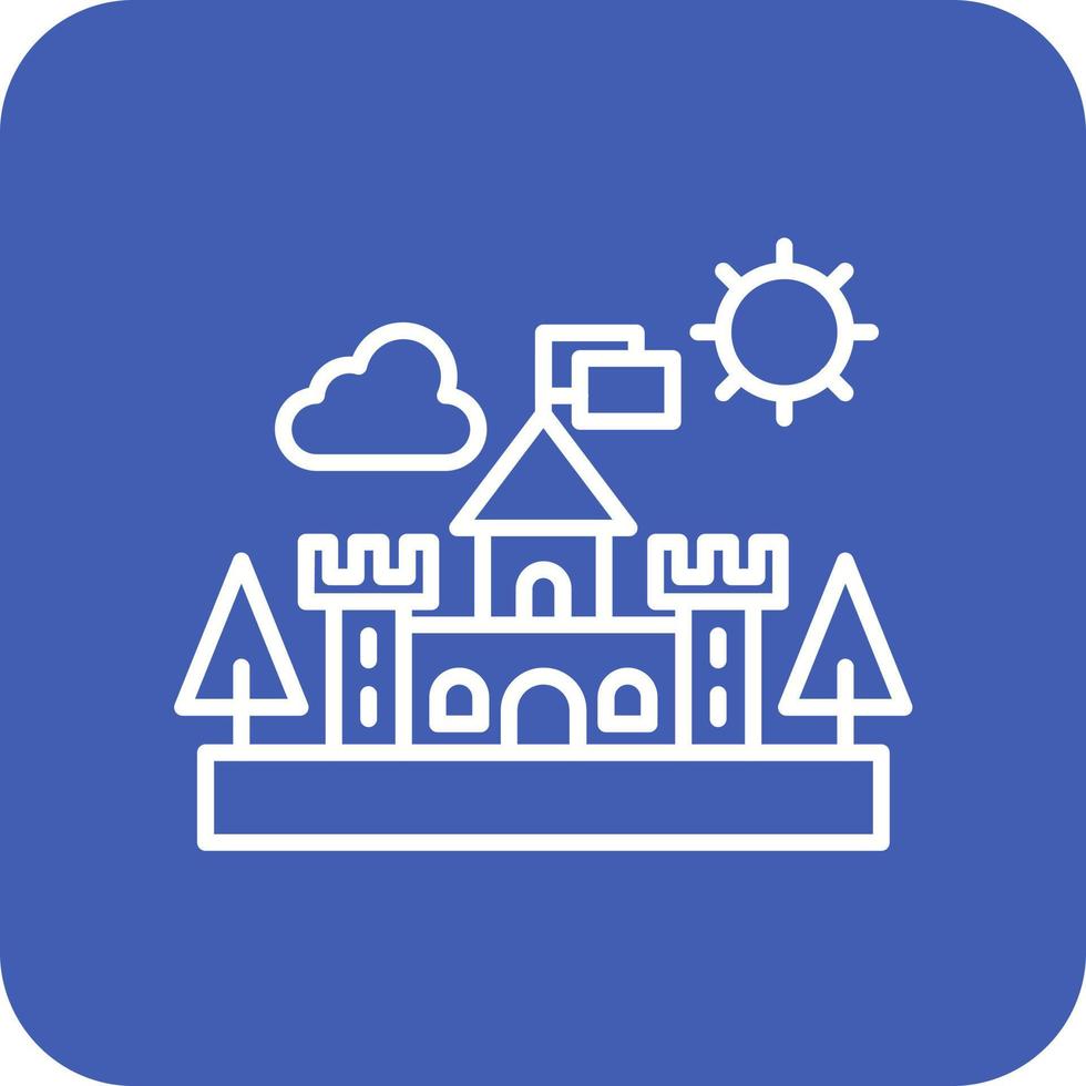 château paysage ligne coin rond icônes d'arrière-plan vecteur