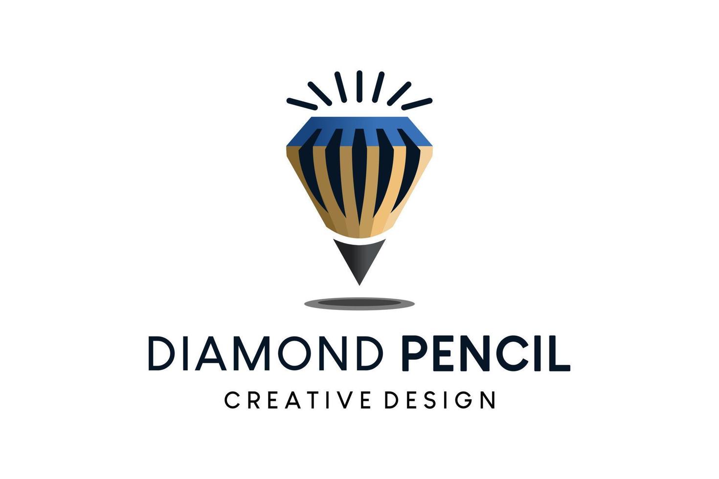 concept créatif de conception de logo de crayon de diamant, illustration vectorielle vecteur