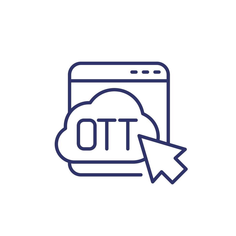 icône de plate-forme multimédia ott, vecteur de ligne