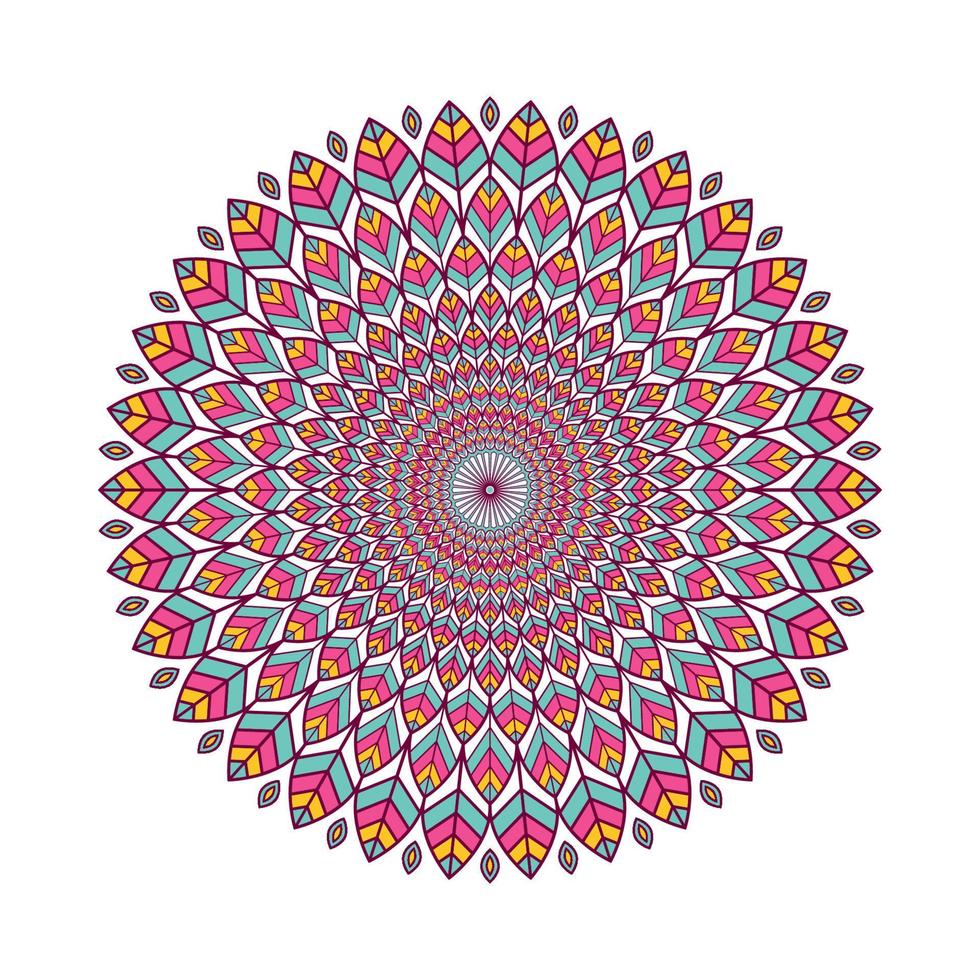 mandala coloré avec ornement floral vecteur