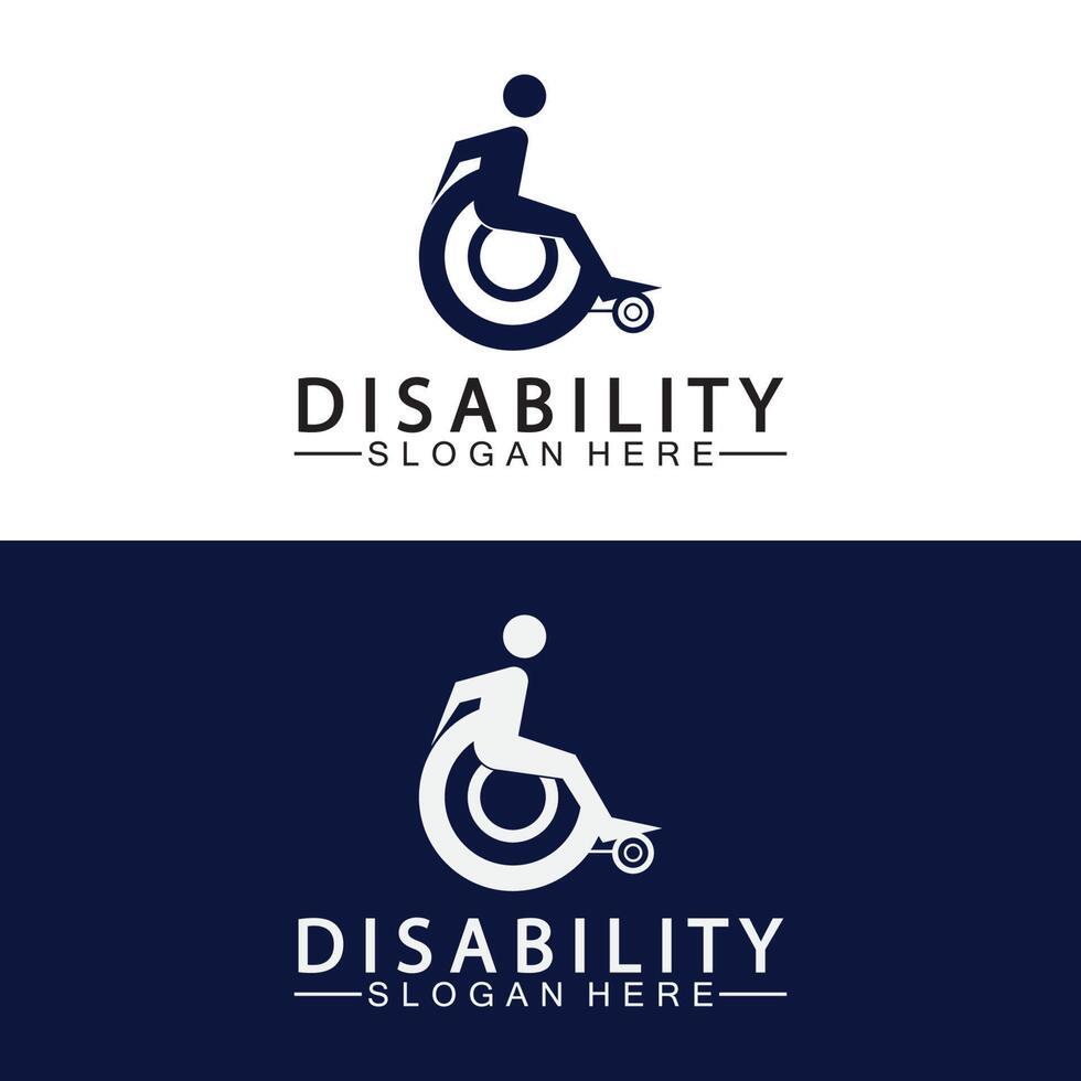 logo de soutien aux personnes handicapées passionnées. illustration du logo du fauteuil roulant. vecteur