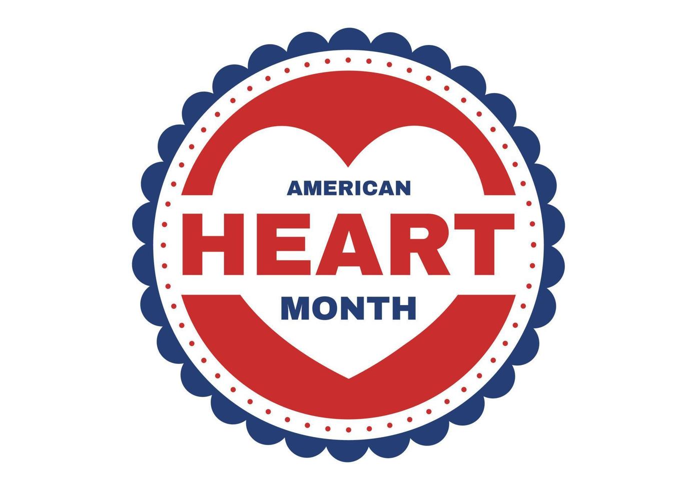 février est le mois du cœur américain avec un pouls pour la santé et pour surmonter les maladies cardiovasculaires dans une illustration de modèle dessiné à la main vecteur