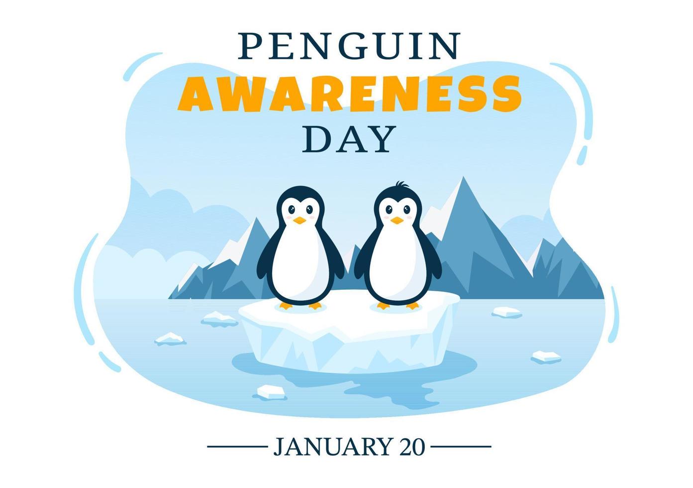 bonne journée de sensibilisation aux pingouins le 20 janvier pour maintenir la population de pingouins et l'habitat naturel dans l'illustration de modèles dessinés à la main de dessin animé plat vecteur