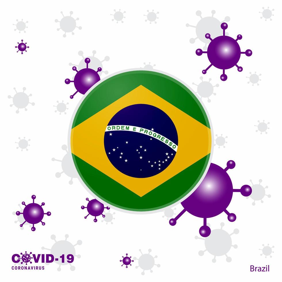 priez pour le brésil covid19 coronavirus typographie drapeau restez à la maison restez en bonne santé prenez soin de votre propre santé vecteur