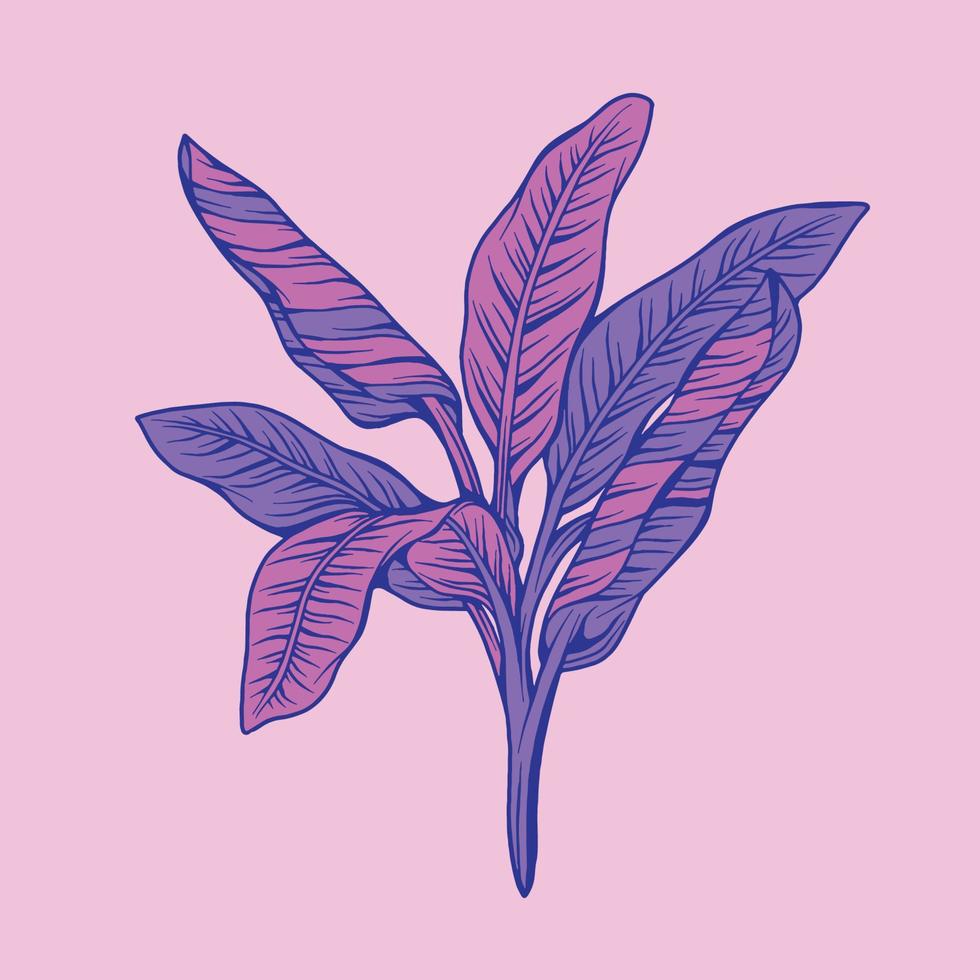 illustration dessinée à la main de plantes et de fleurs de beauté dans un style d'art en ligne coloré pour le fond, le motif floral, les invitations et l'impression de tissu vecteur