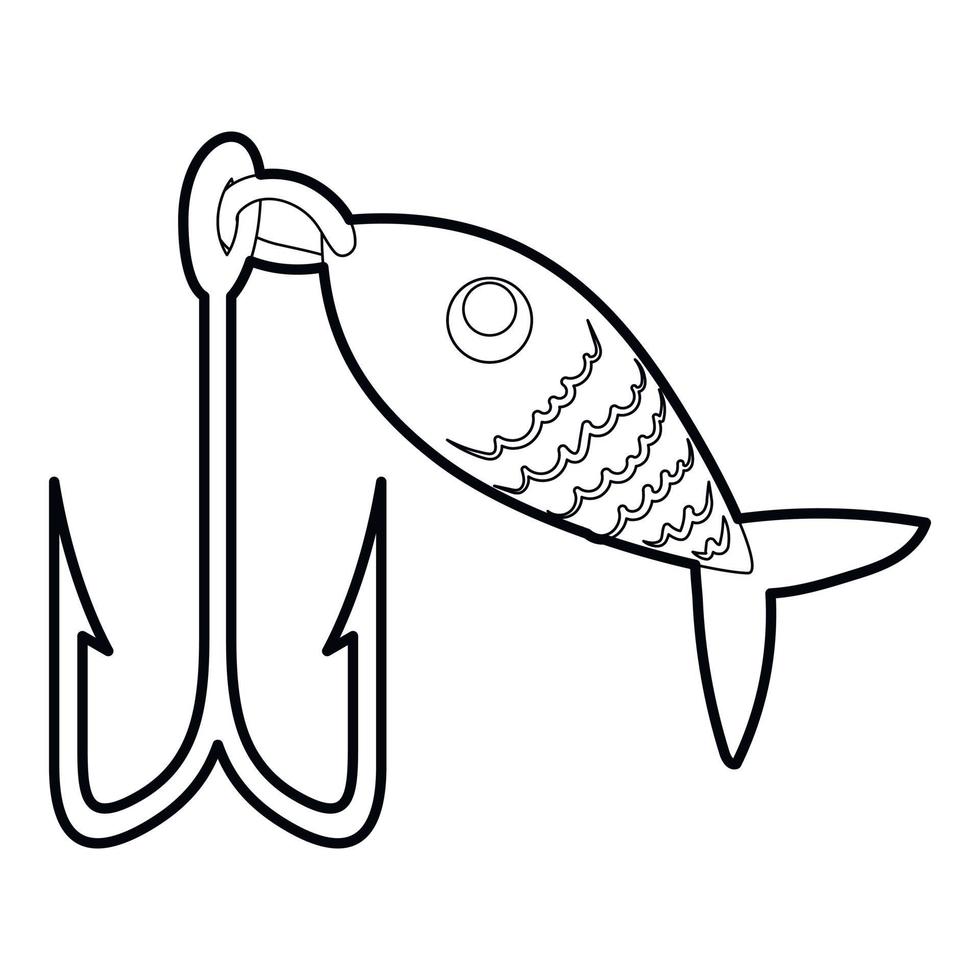 icône de leurre de pêche, style de contour vecteur