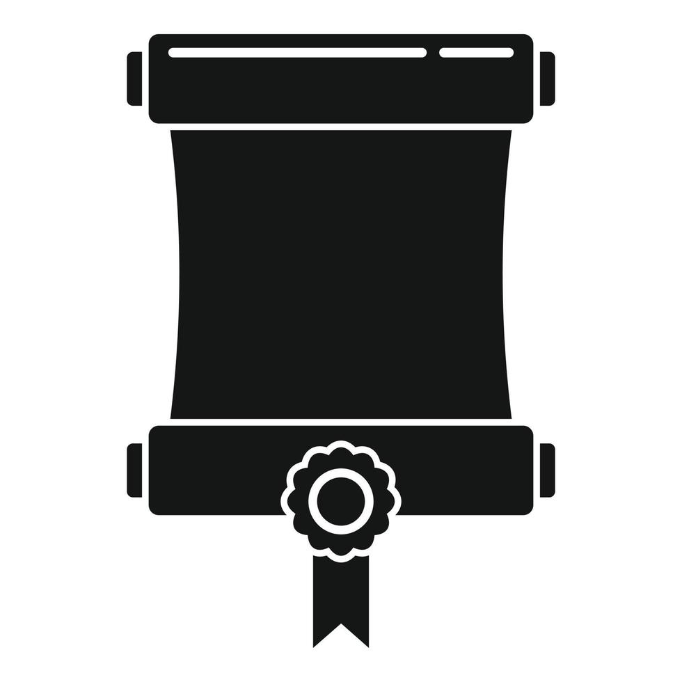 icône de diplôme de rouleau d'attestation, style simple vecteur