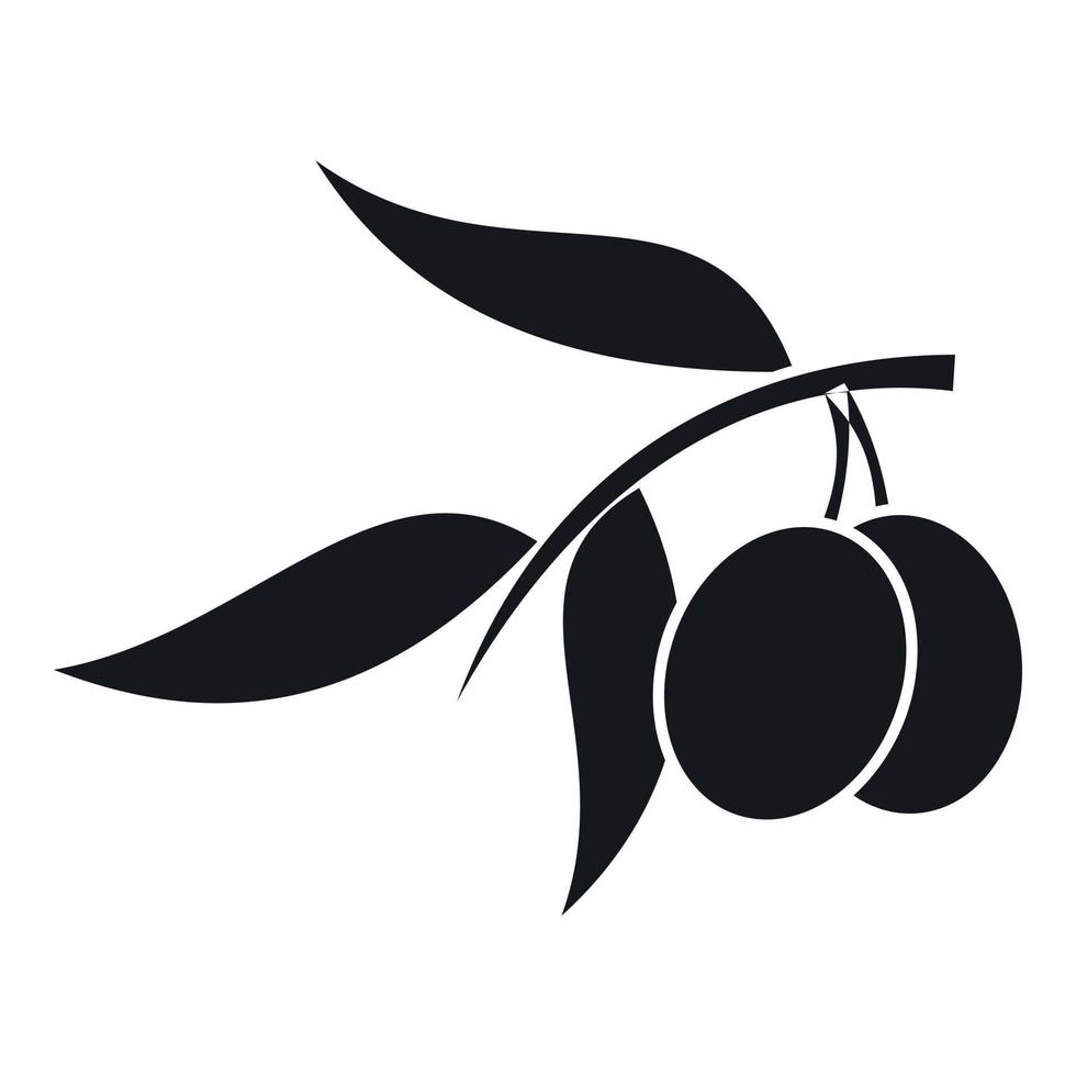 branche d'olivier avec l'icône de deux olives vecteur