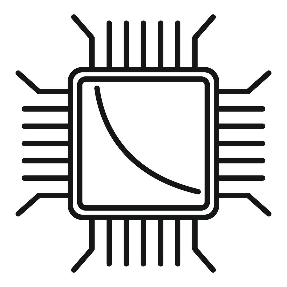 icône de micropuce pc de nanotechnologie, style de contour vecteur