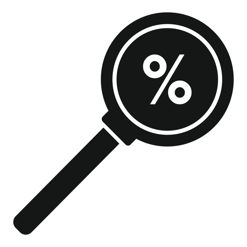 icône de loupe de pourcentage d'impôt, style simple vecteur