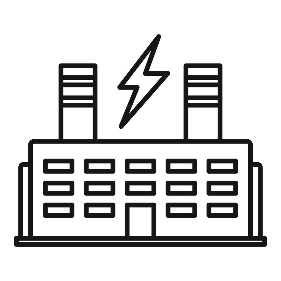 icône d'usine d'énergie écologique, style de contour vecteur