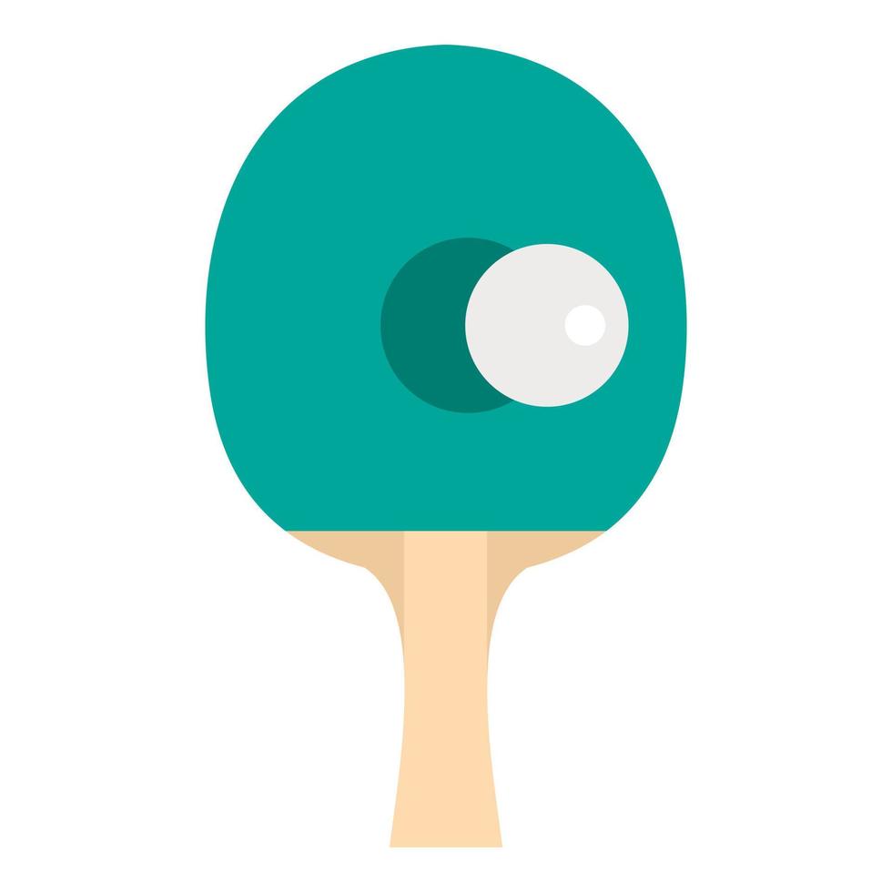 raquette de tennis de table avec icône de balle, style plat vecteur