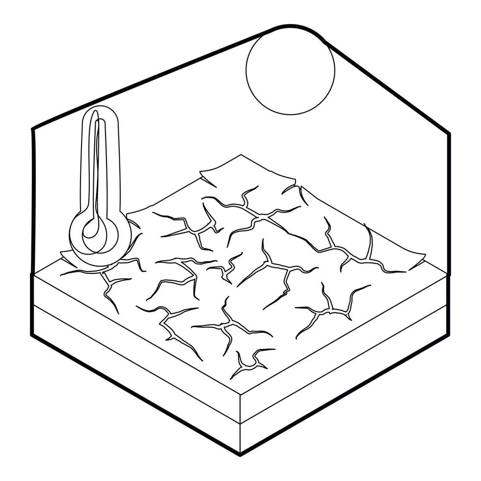 icône de la sécheresse dans le style de contour vecteur