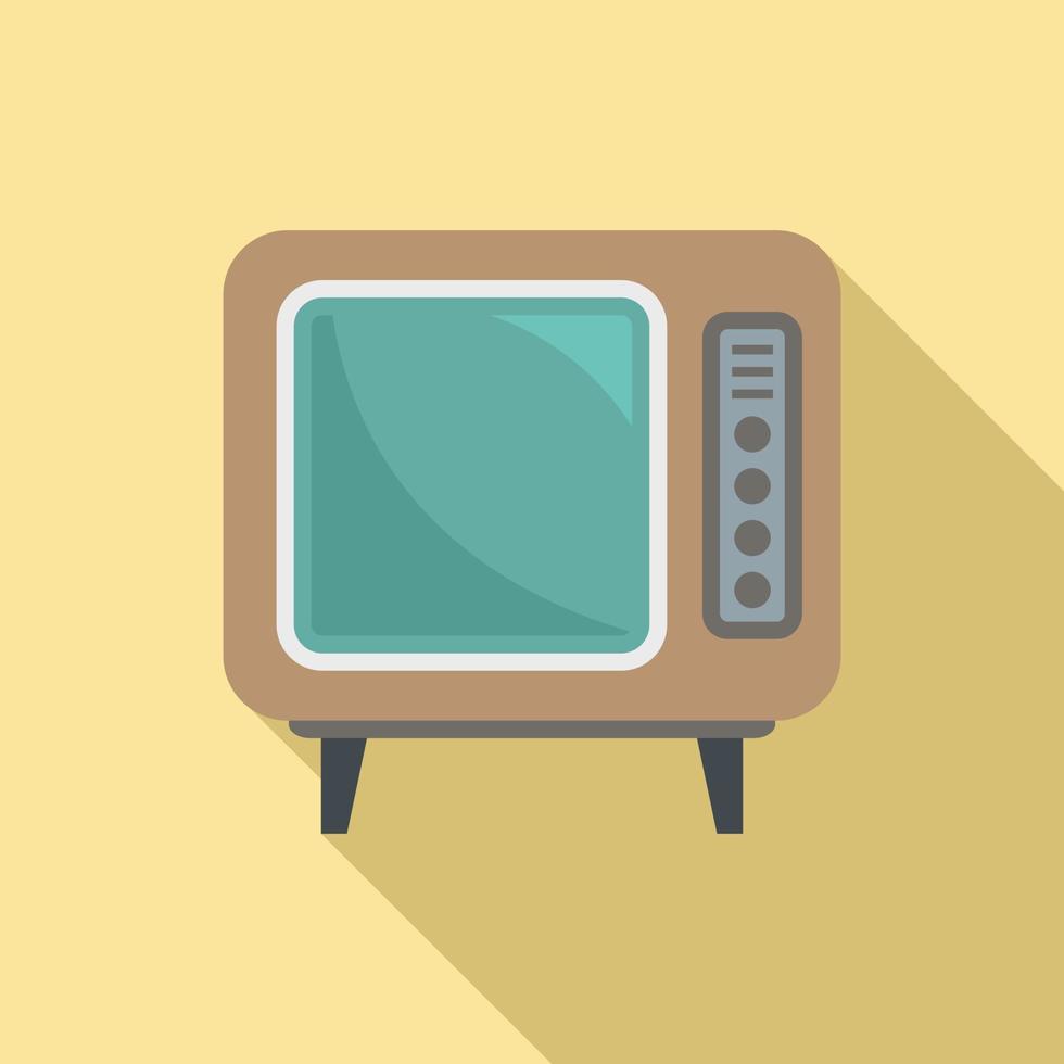 ancienne icône de téléviseur, style plat vecteur