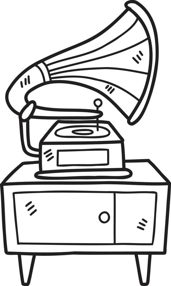 illustration de tourne-disque dessiné à la main vecteur