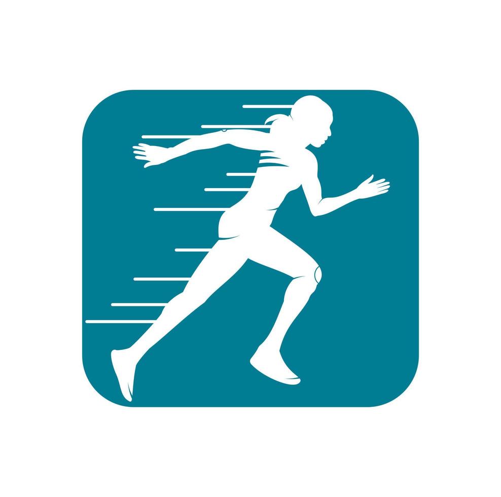 création de logo de club de coureur de fitness pour femmes. création de logo de femmes en cours d'exécution. concept de logo de course saine vecteur