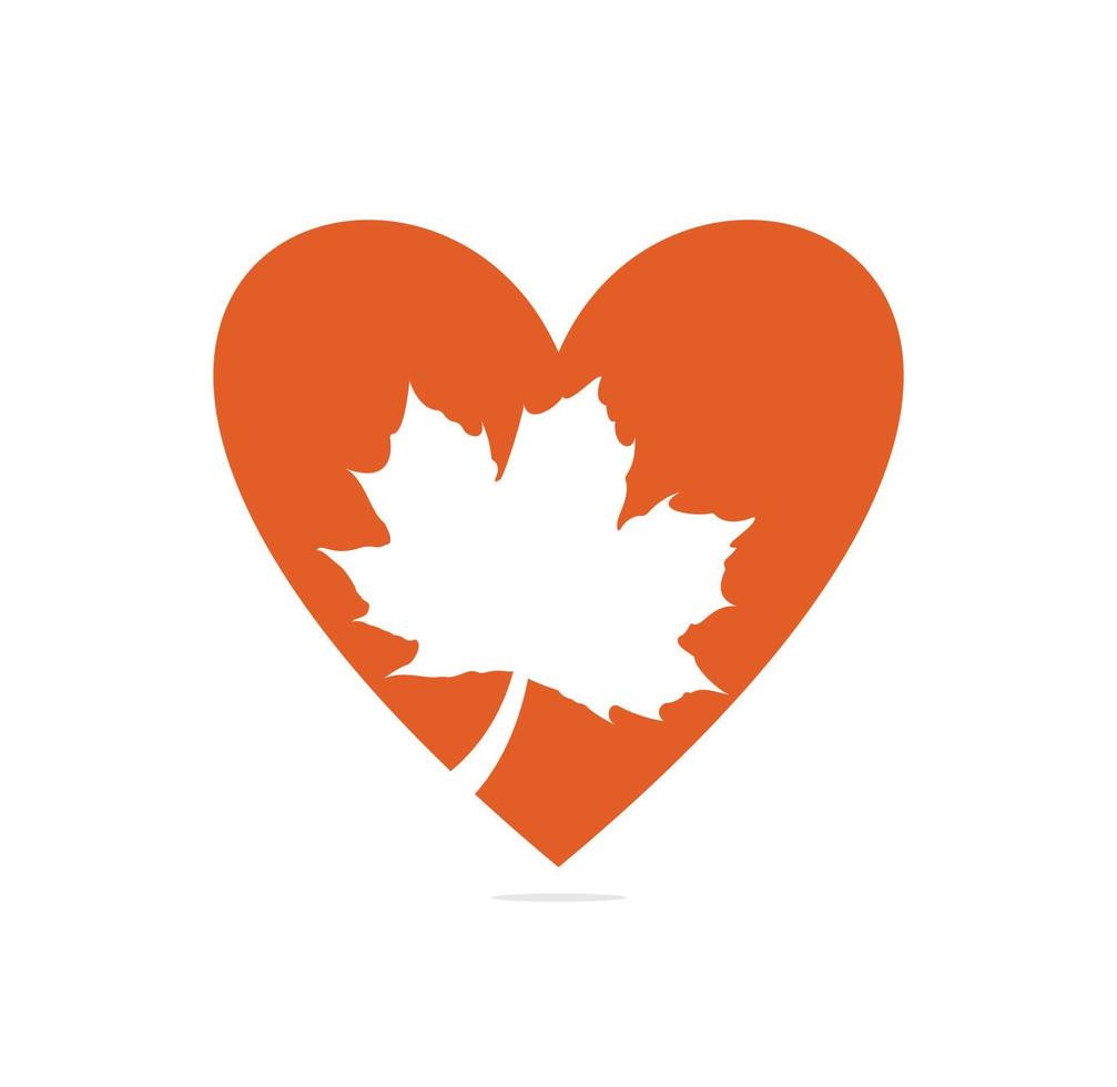 feuille d'érable canadienne sur un coeur rouge vecteur