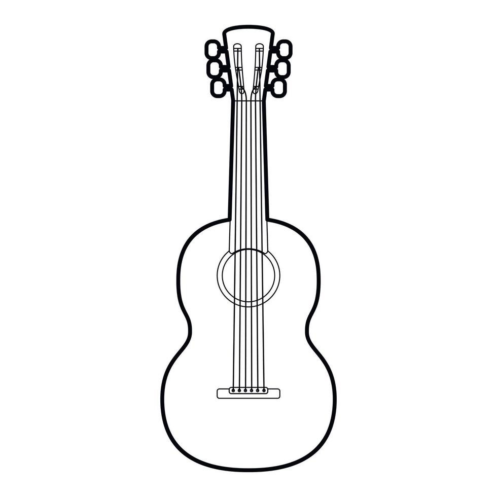 icône de guitare, style de contour vecteur