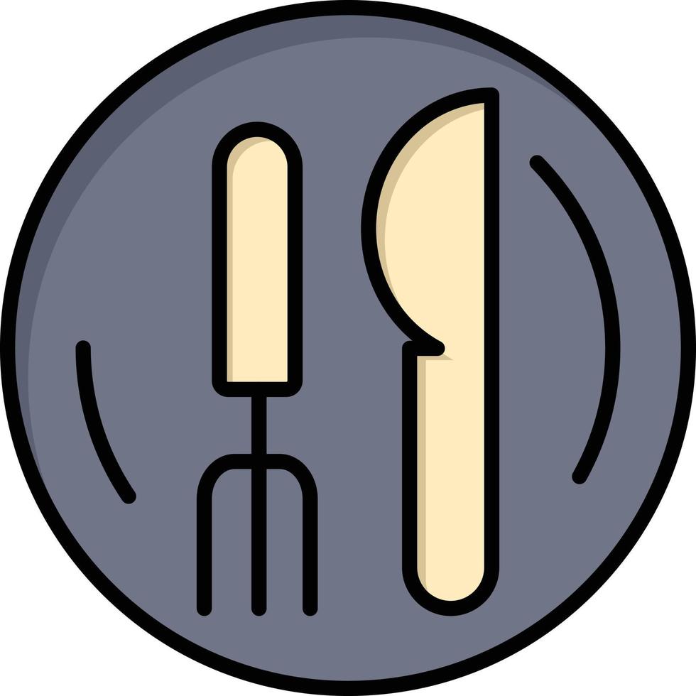 modèle de bannière d'icône de vecteur d'icône de couleur plate de plaque de couteau de service d'hôtel