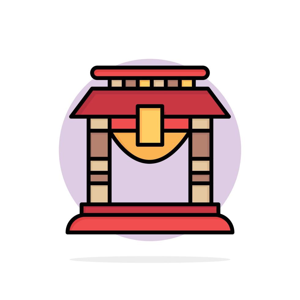 porte pont chine cercle abstrait chinois fond plat couleur icône vecteur