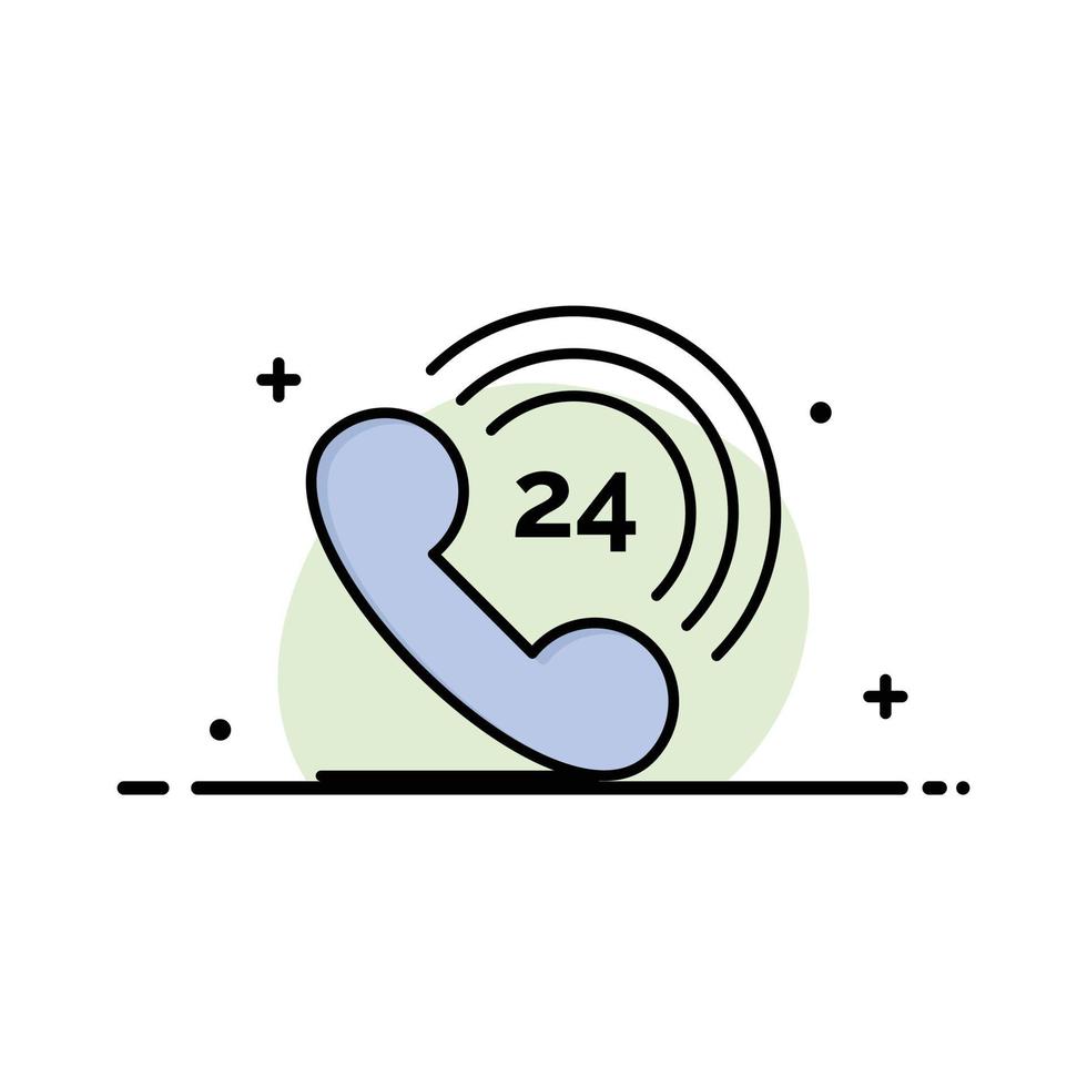 téléphone téléphone sonne 24 affaires ligne plate remplie icône vecteur modèle de bannière