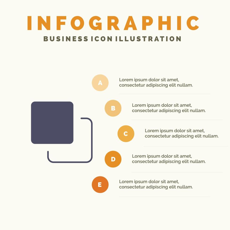 quatre médias quadruple pile icône solide infographie 5 étapes fond de présentation vecteur