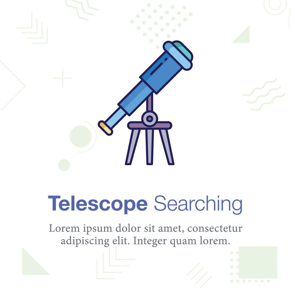 icône d'illustration vectorielle de recherche de télescope, liée à l'école et à l'éducation vecteur