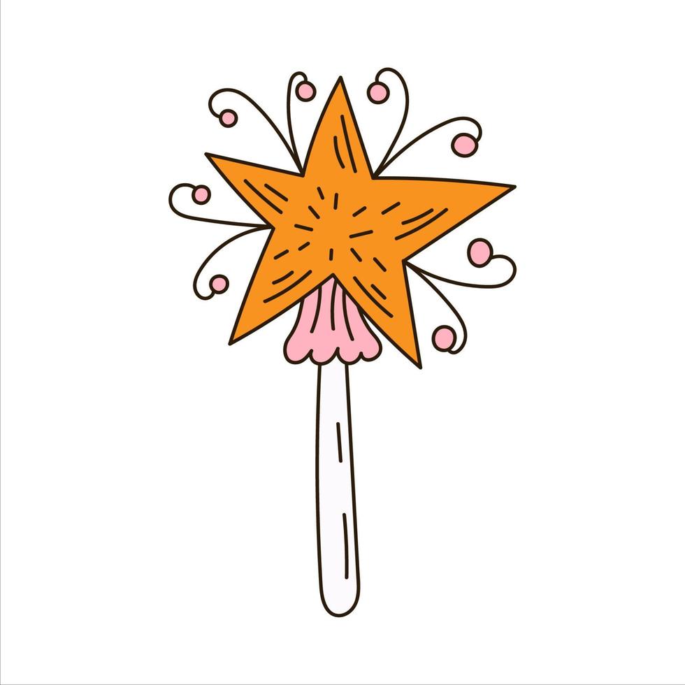élément de noël mignon. élément magique étoile sur bâton dans un style doodle vecteur
