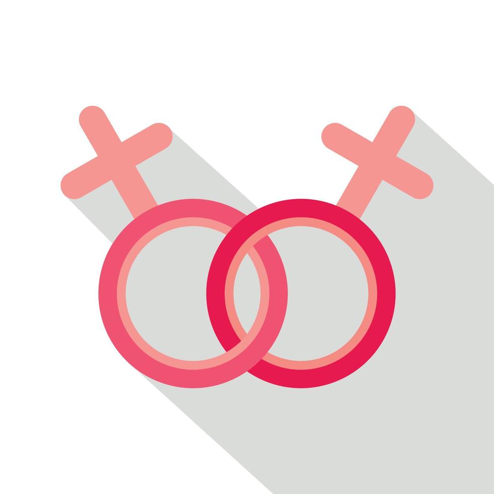 icône de signe d'amour lesbien, style plat vecteur
