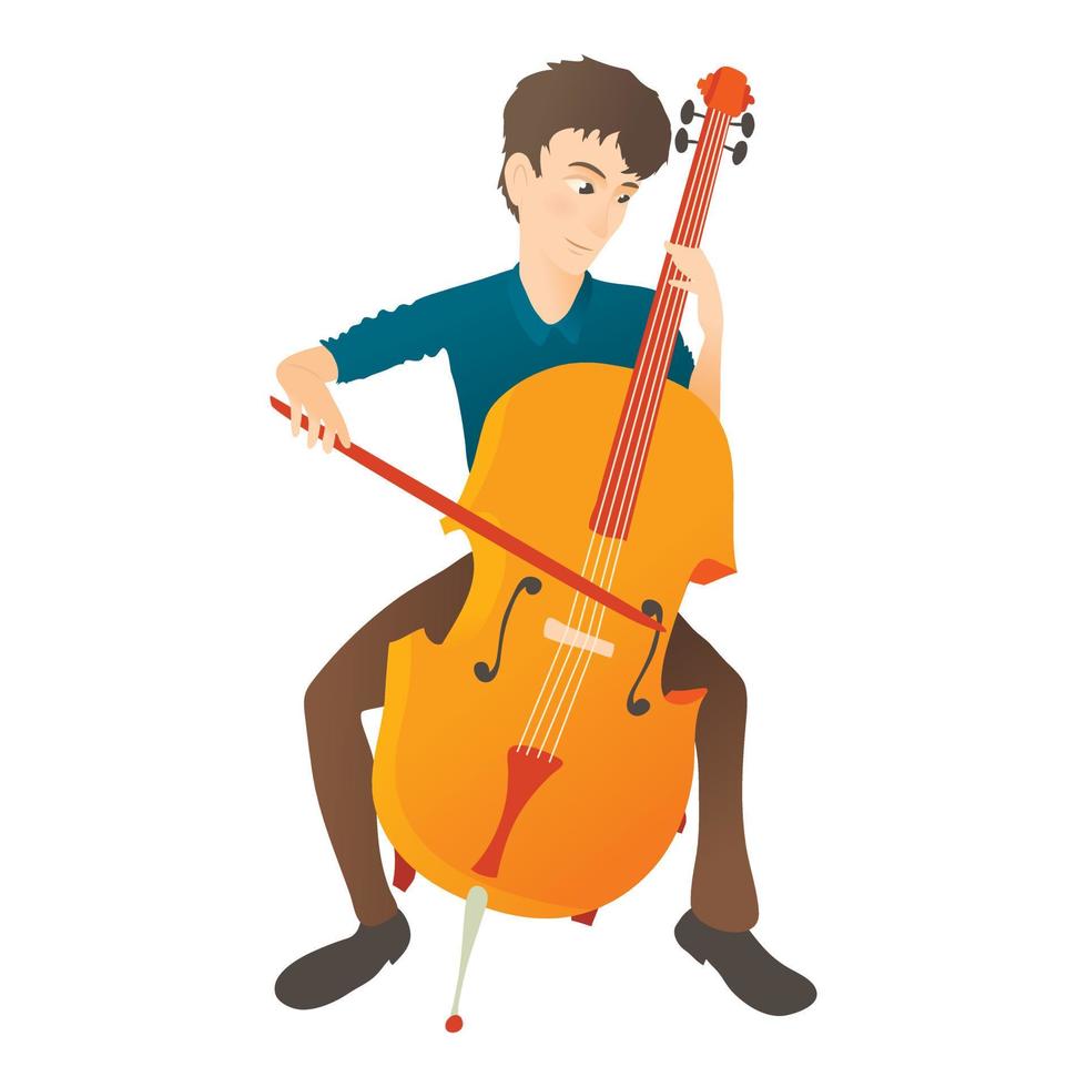 l'homme joue sur l'icône du violoncelle, style plat vecteur