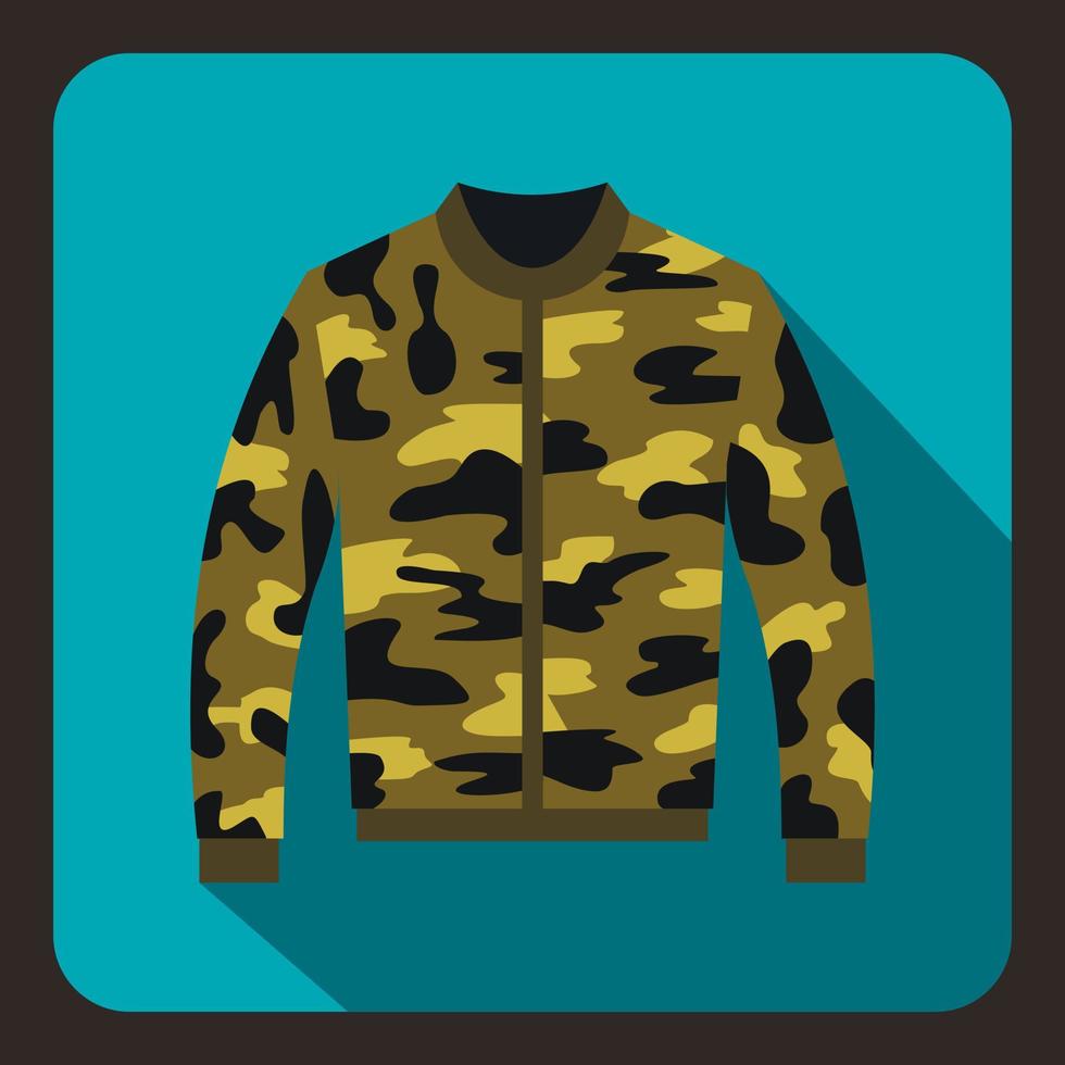 icône de veste de camouflage, style plat vecteur