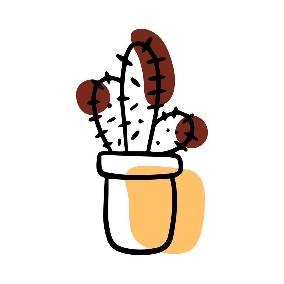 doodle cactus, plante d'intérieur dessinée à la main vecteur