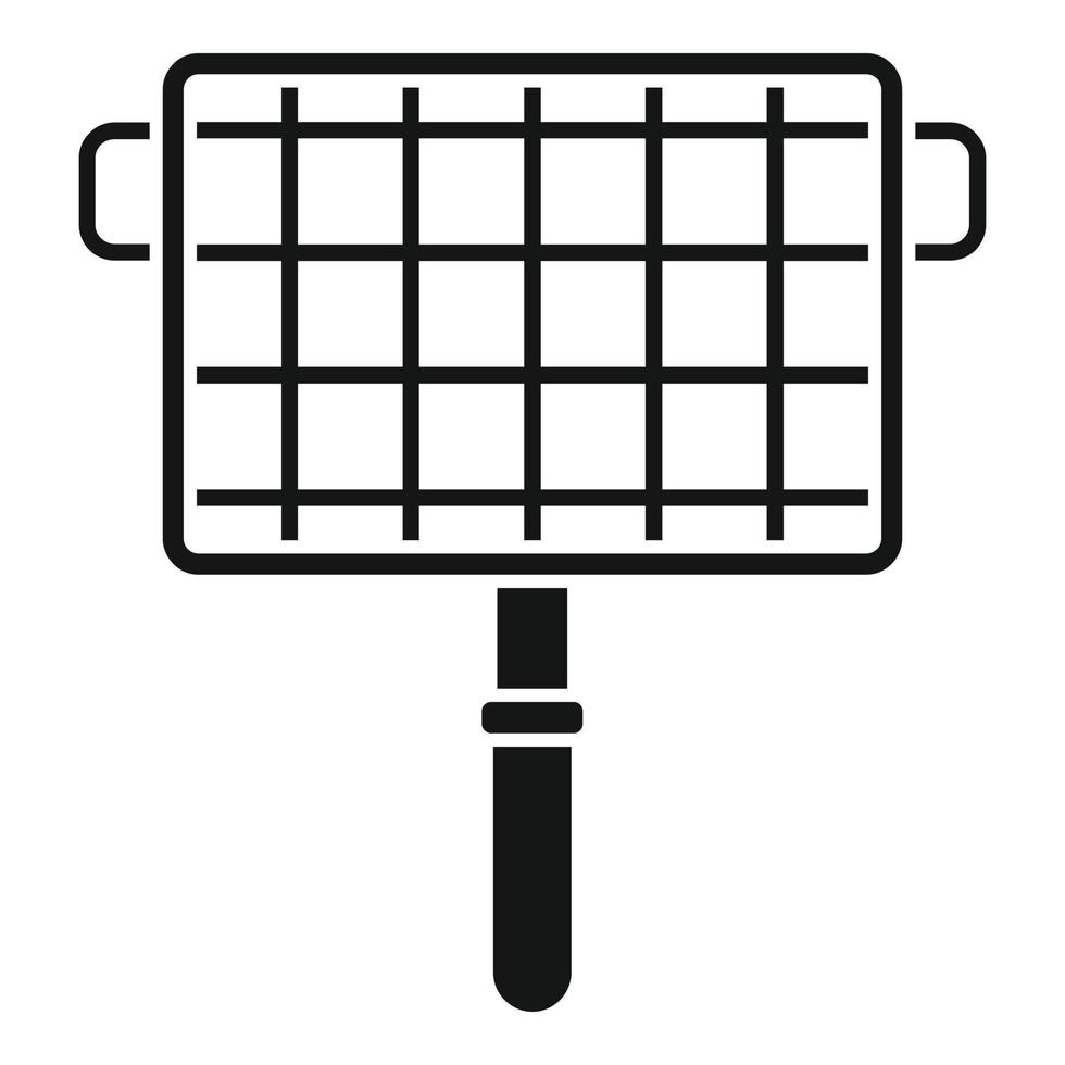 icône de filet de poignée de barbecue, style simple vecteur
