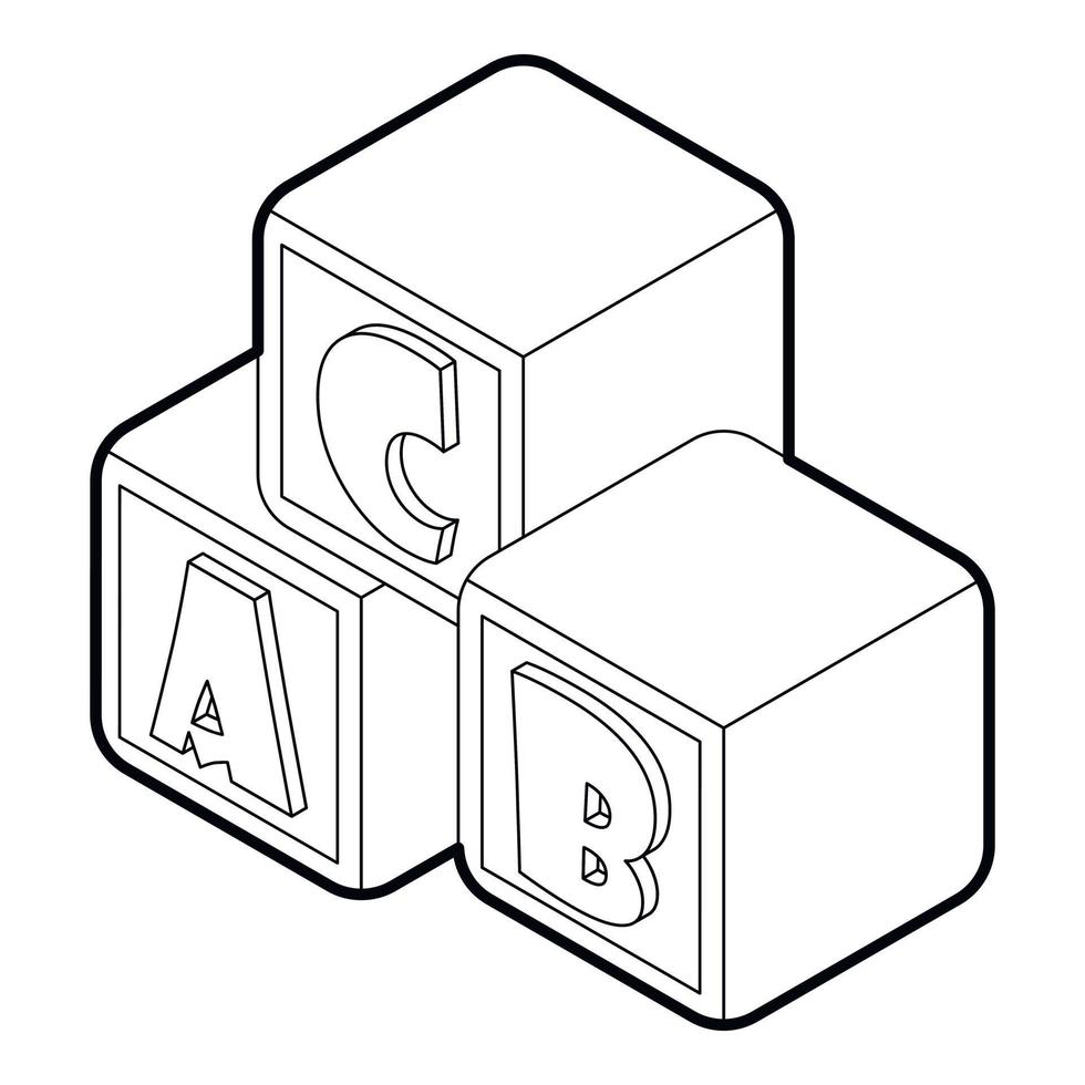 cubes de l'alphabet avec l'icône des lettres a, b, c vecteur