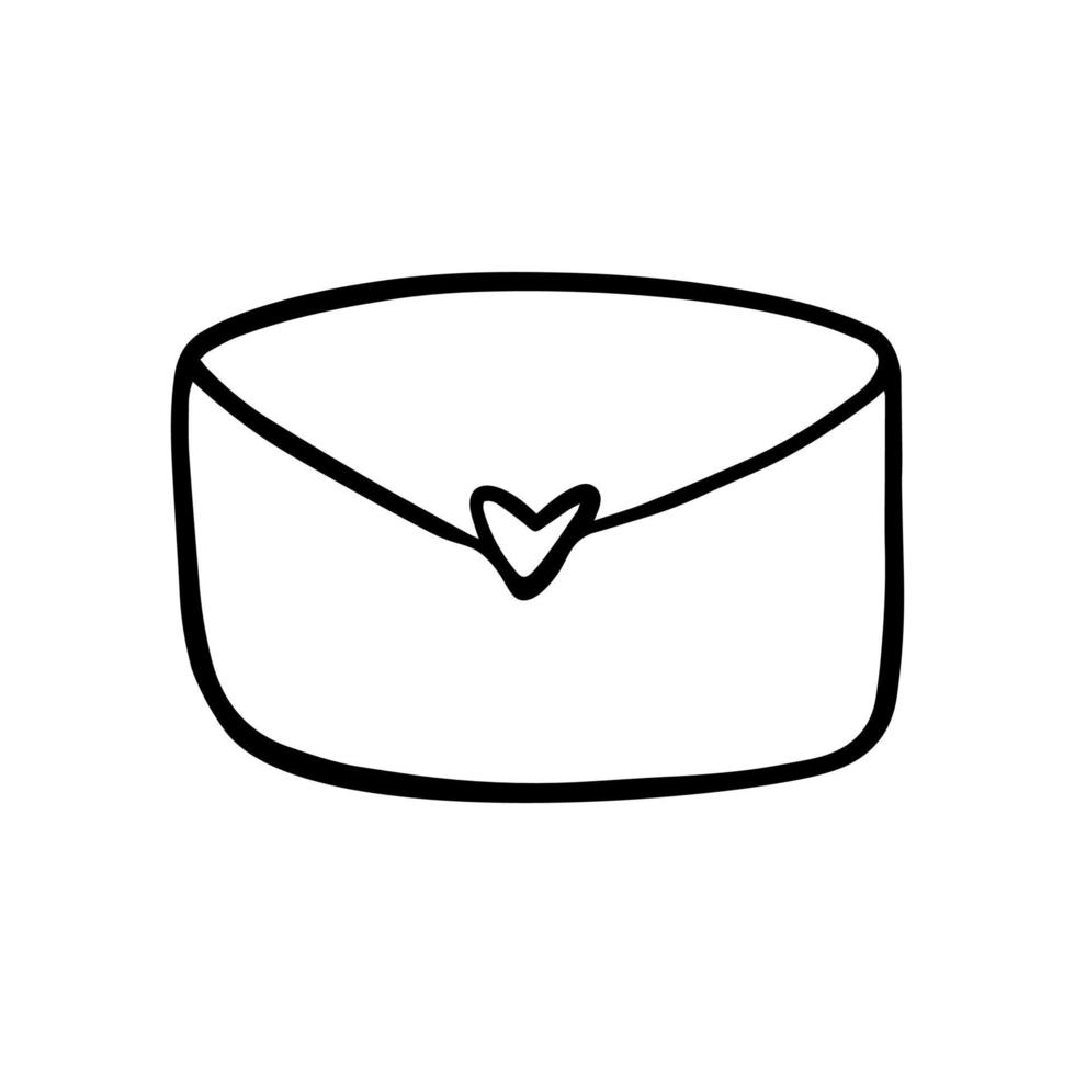 enveloppe doodle avec coeur, saint valentin est le jour vecteur