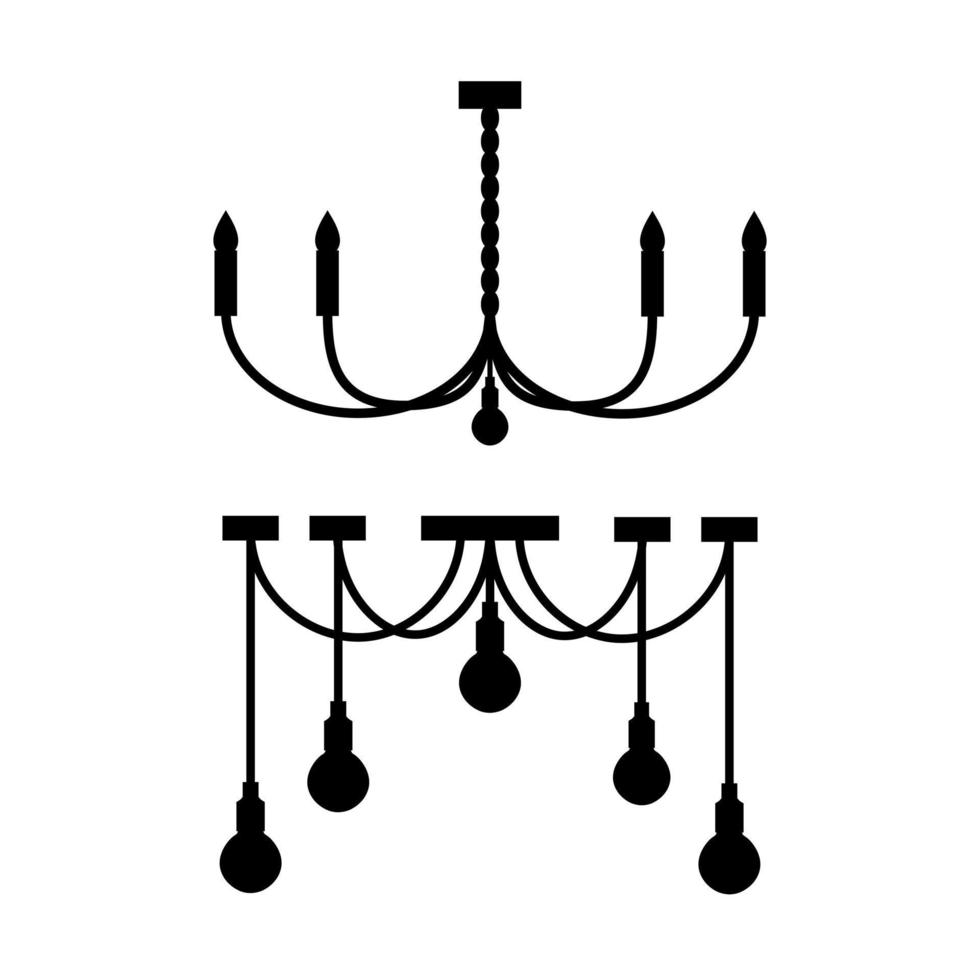 lustre de meuble, lampadaire et lampe de table en style cartoon plat. un ensemble de lampes sur fond blanc. lustres, illuminateur, lampe de poche - éléments d'un intérieur moderne. illustration vectorielle. vecteur