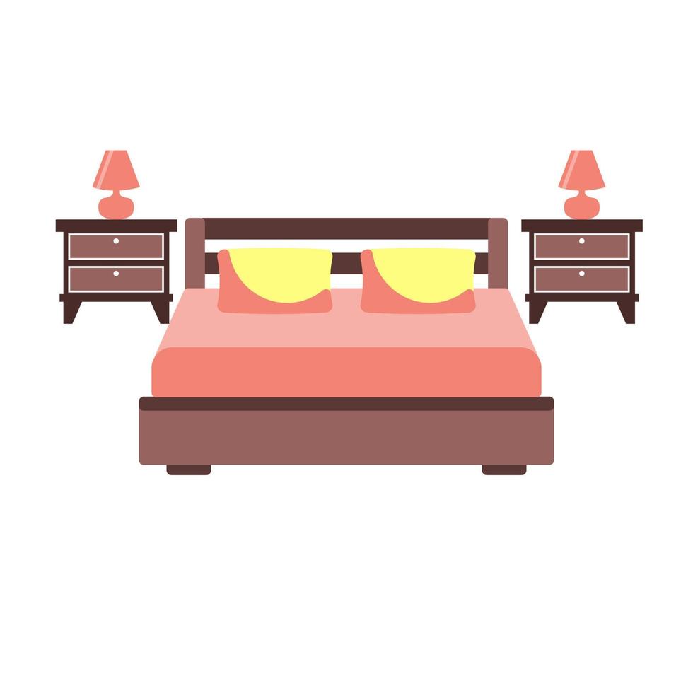 icône de lit sur fond blanc. illustration vectorielle. ensemble graphique coloré de lits avec oreillers. mobilier de chambre moderne. illustration vectorielle de style plat. vecteur