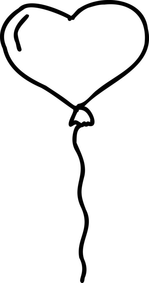 dessin de doodle de ballon en forme de coeur. vecteur