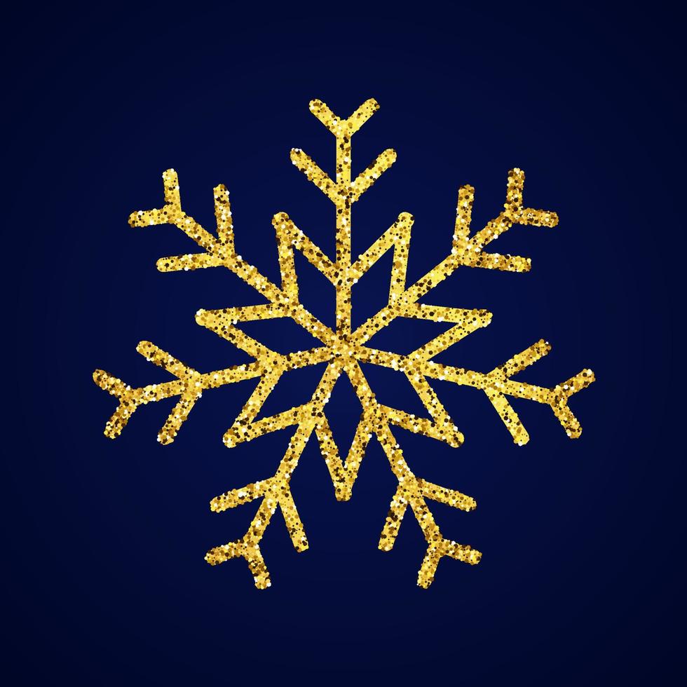 flocon de neige de paillettes d'or sur fond bleu foncé. éléments de décoration de noël et du nouvel an. illustration vectorielle. vecteur