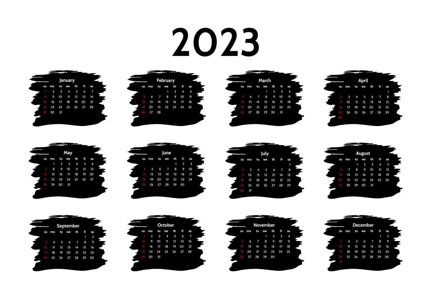 salendar pour 2023 isolé sur fond blanc. du dimanche au lundi, modèle d'entreprise. illustration vectorielle vecteur