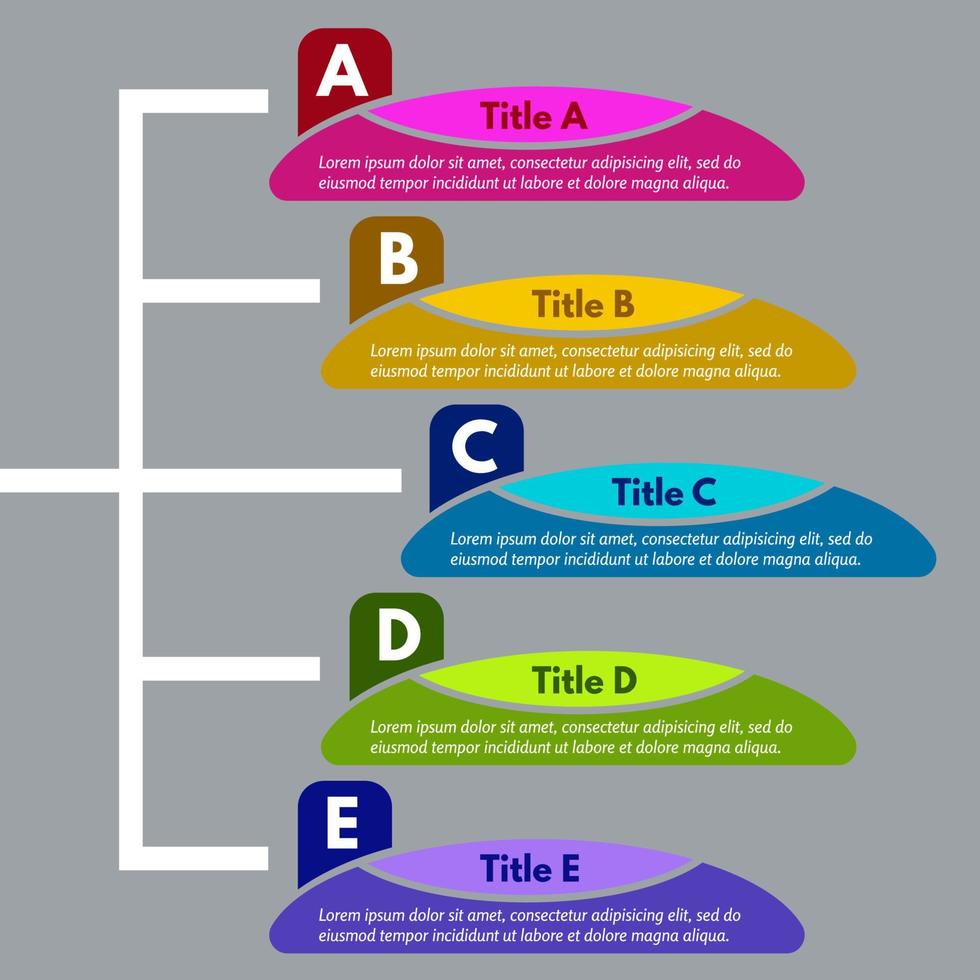 éléments de conception infographique en cinq étapes. modèle de conception infographique étape par étape. illustration vectorielle vecteur