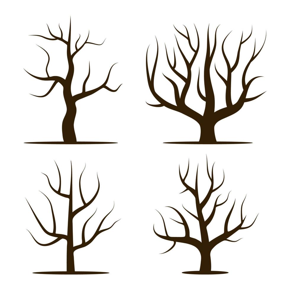 quatre arbres sans feuilles. illustration vectorielle isolée sur fond blanc vecteur