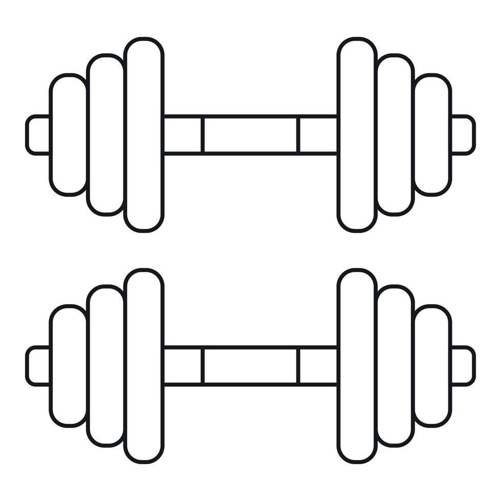 icône de poids d'haltère, style de contour vecteur