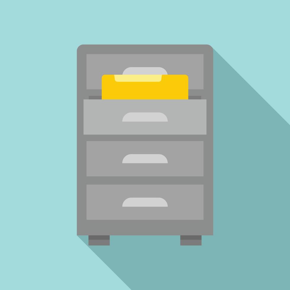icône de documents de dossier de tiroir, style plat vecteur