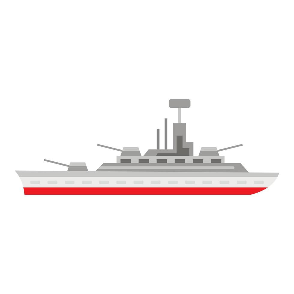 icône de navire de guerre, style plat vecteur