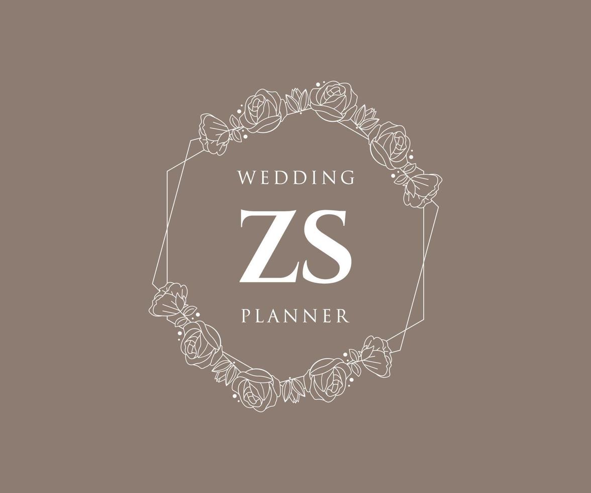 zs initiales lettre collection de logos de monogramme de mariage, modèles minimalistes et floraux modernes dessinés à la main pour cartes d'invitation, réservez la date, identité élégante pour restaurant, boutique, café en image vectorielle vecteur