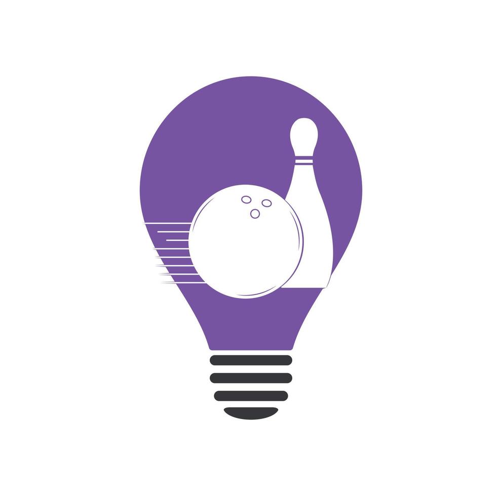 boule de bowling et logo de concept de forme d'ampoule de quille de bowling, icônes et symbole. boule de bowling en forme d'ampoule et illustration de quille de bowling. vecteur