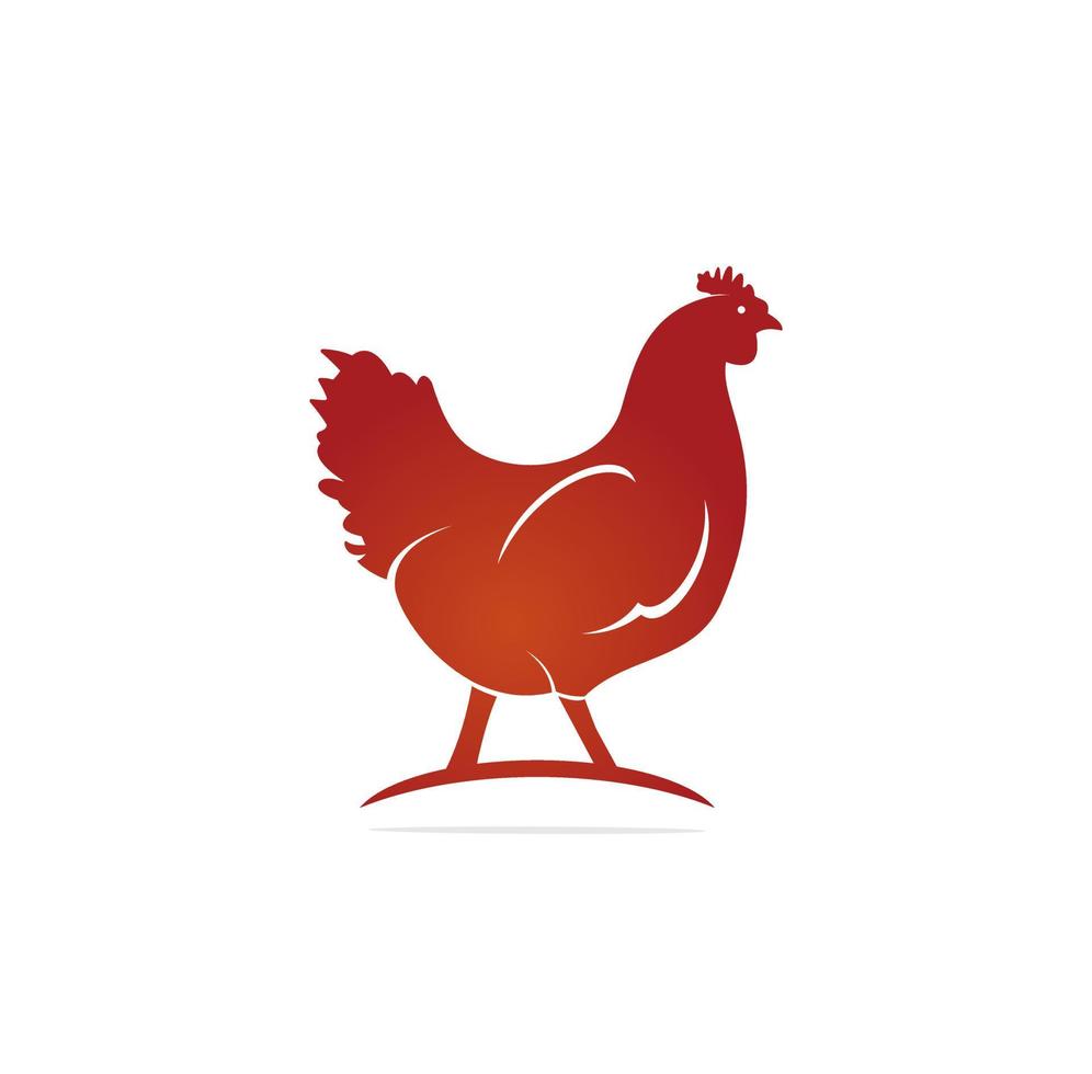 poule, conception d'illustration de modèle de logo vectoriel de silhouette de poulet femelle.