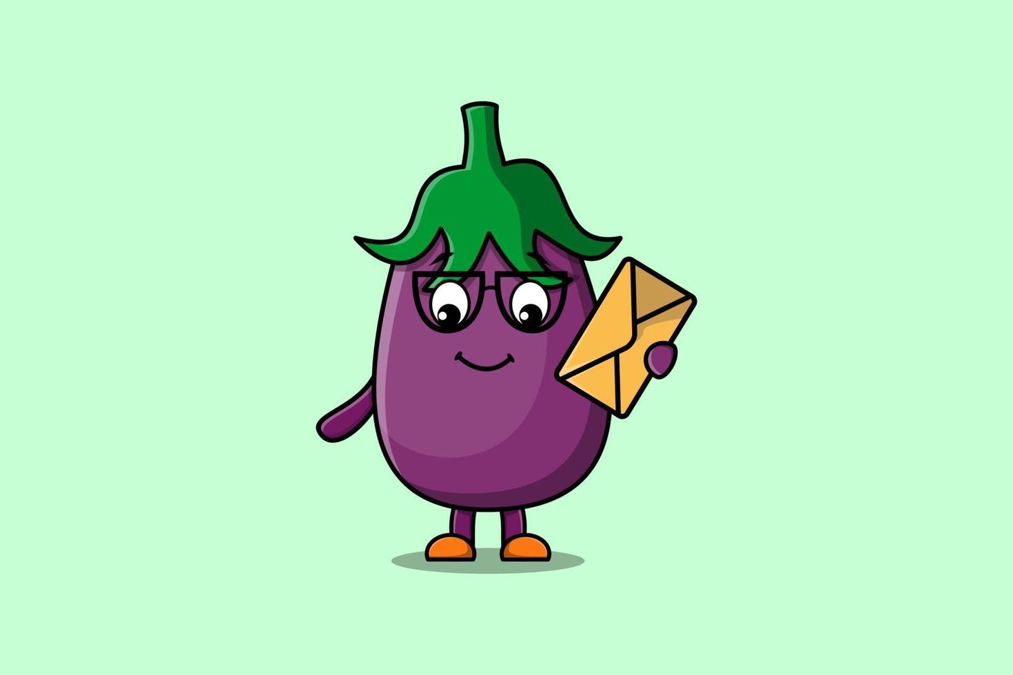 enveloppe de tenue d'aubergine de dessin animé mignon vecteur