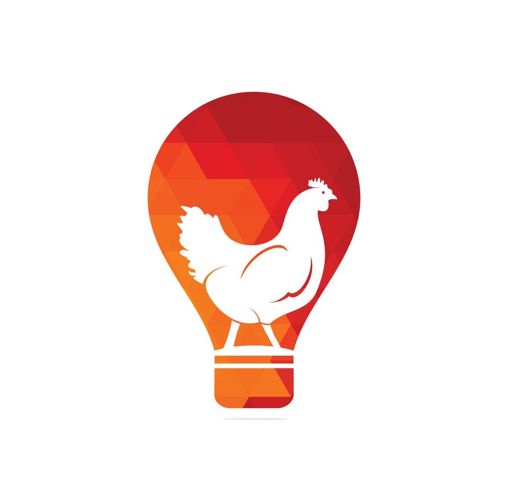 conception de logo vectoriel de concept de forme d'ampoule de poule. symbole d'icône de vecteur d'oiseau de poulet.